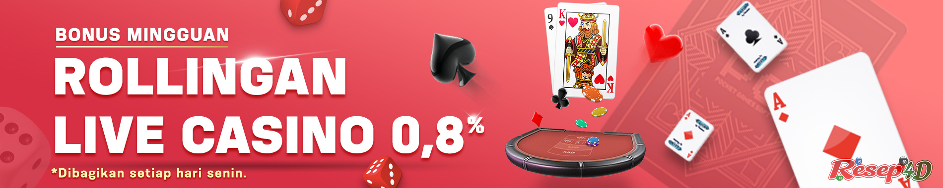 BONUS ROLLINGAN LIVE CASINO 0.8%